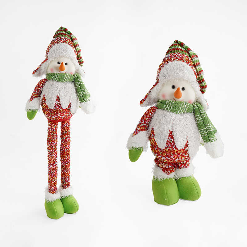 Новорічна декоративна іграшка C 67839 (24) “Сніговик”, на телескопічних ногах, мін. висота - 44 см, макс. висота - 79 см, у пакеті