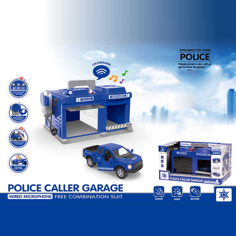 Гараж "Поліція" CLM 556 (8) рація, світло, звук, металопластикова машина, в коробці