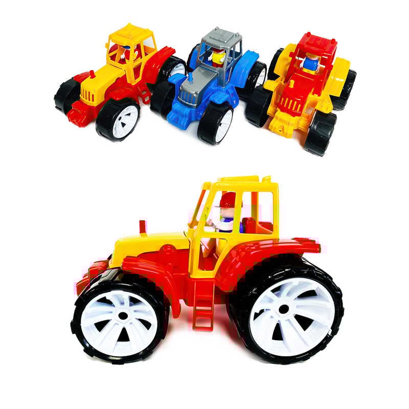 гр Трактор BAMS - кольорова кабіна 007/6 (12) "BAMSIC" фігурка людини, каталка, в сітці