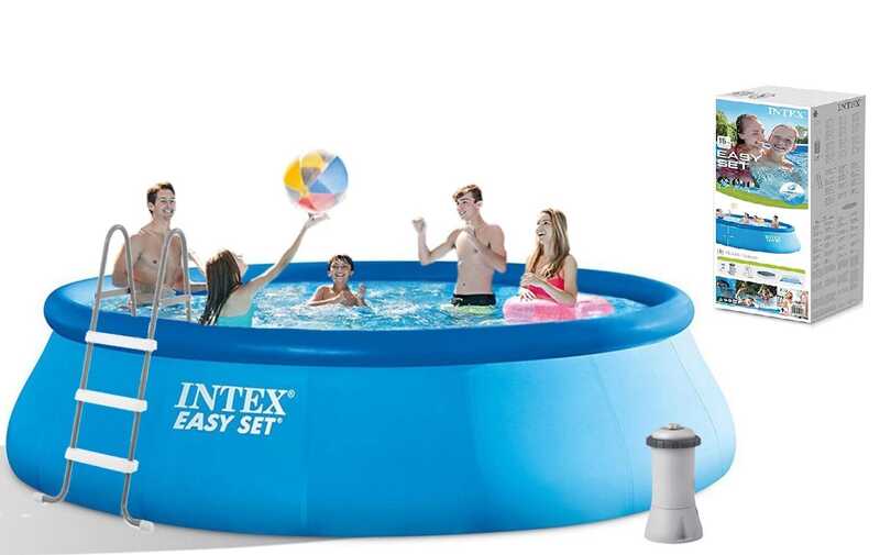 Intex Басейн 26166 NP (1) об'єм:12430л, фільтр+насос, розмір:457х107см (3785л/год, драбина, тент, підстилка)