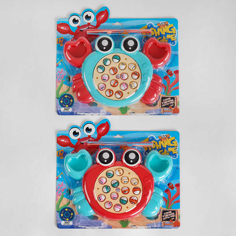 Риболовля 137-1 A (60/2) "Краб", 2 кольори, 15 рибок, 3 вудки, на батарейках, на листі