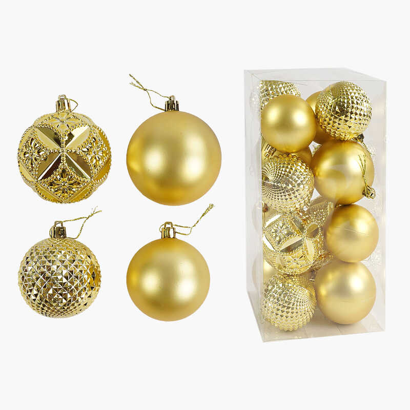 Новорічні прикраси C 67524 (24) 16 штук, кульки, у слюді