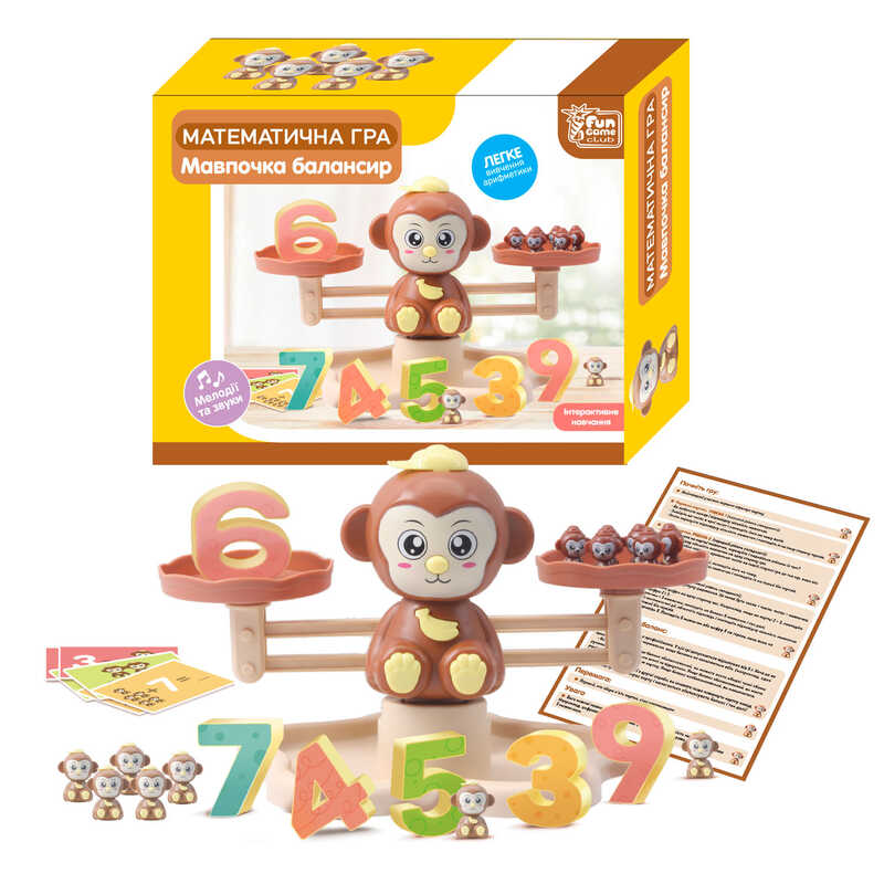 гр Балансир "Мавпочка" 54391 (18/2) "4FUN Game Club", мелодії та звуки, 30 карток, 19 мавпочок, 10 цифр, в коробці