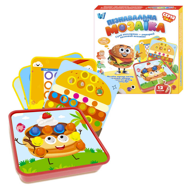 Пізнавальна мозаїка 32577 (60/2) "WToys", 38 елементів, 12 карток із завданнями, в коробці