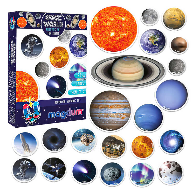 гр Набір магнітів "Space world" ML4031-22 EN (70) "Magdum", англ. мова, 22 магніти, в коробці