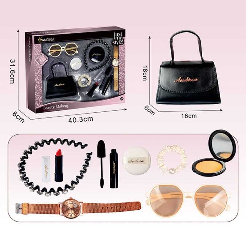 Набір аксесуарів 656-4 (36) сумочка, імітація косметики, функціональний годинник, окуляри, резинка, обруч, в коробці