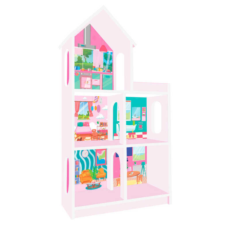 гр Дерев'яний будиночок для ляльки 8522 (1) рожевий, 1200х630см