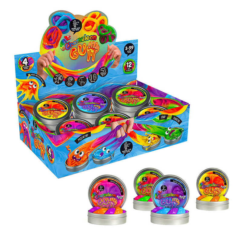 гр Жуйка для рук "Chameleon Gum" ChGUM-01-01U,02U,03U,04U УКР. (12) "Danko toys", ЦІНА ЗА 1 ШТУКУ