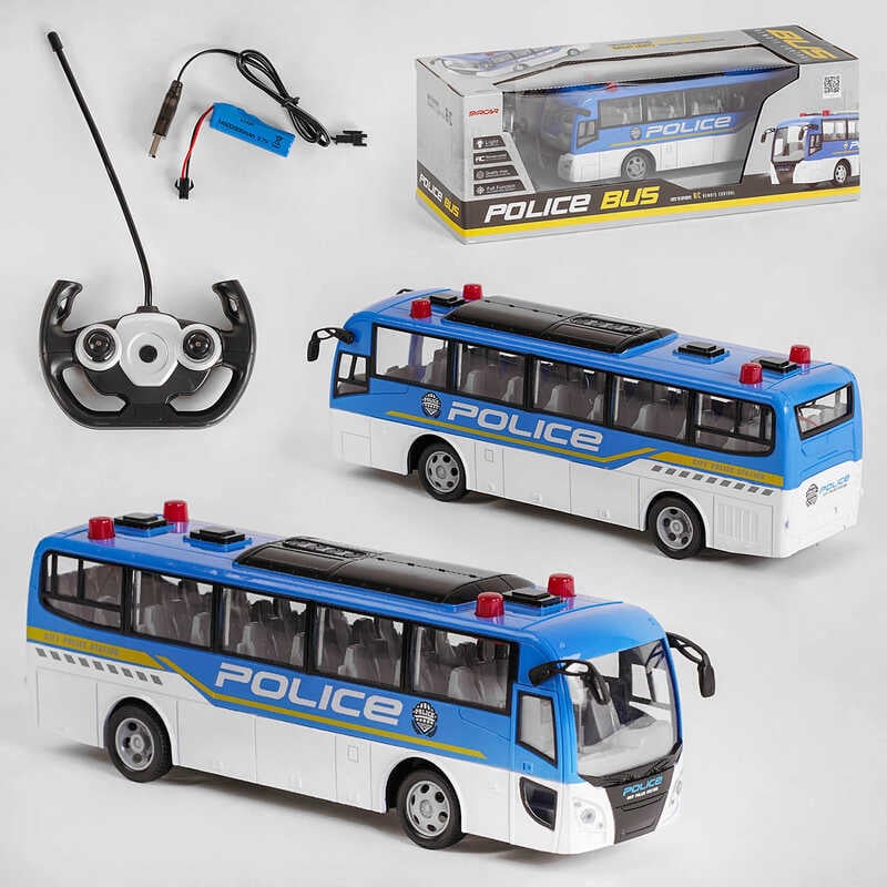 Автобус на радіокеруванні 666-690 NA (36) "Поліція", підсвічування, акумулятор 3.7V, керування 2.4GHz, в коробці