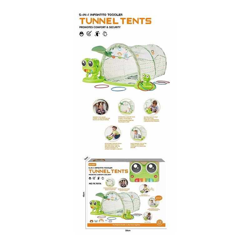 Тунель ігровий YK 7017 A (6) музичне піаніно, ноти, музичні інструменти, звуки тварин, барабани, підсвічування, гра з кільцями, в коробці