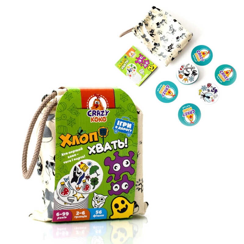 гр Гра настільна "Хлоп! Хвать!" (Укр) VT8077-13 (12) "Vladi Toys", 56 фішок, у мішку