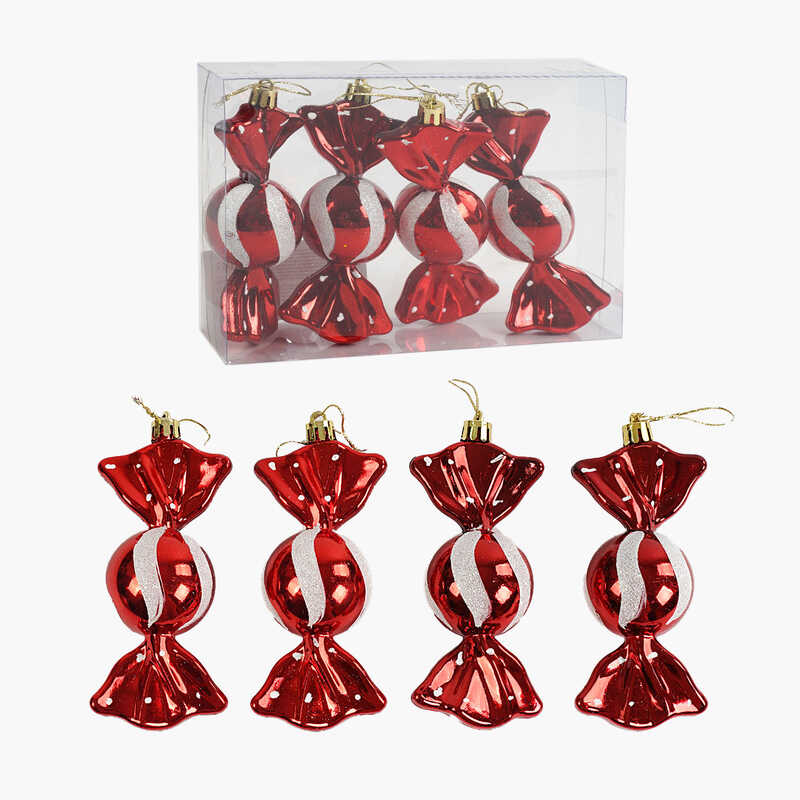 Новорічні прикраси C 67181 (120) “Цукерки”, 4 штуки, висота 13 см, у слюді