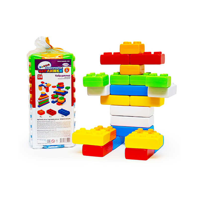 гр Конструктор "Цеглинки №1" 115/19 (20) "BAMSIC" 24 деталі, в пакеті