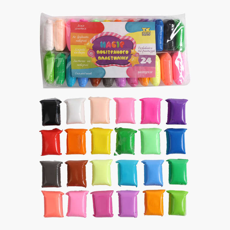 Повітряний пластилін C 73370 (100) "TK Group", ЦІНА ЗА 24 ШТУКИ В УПАКОВЦІ, стеки, в пакеті