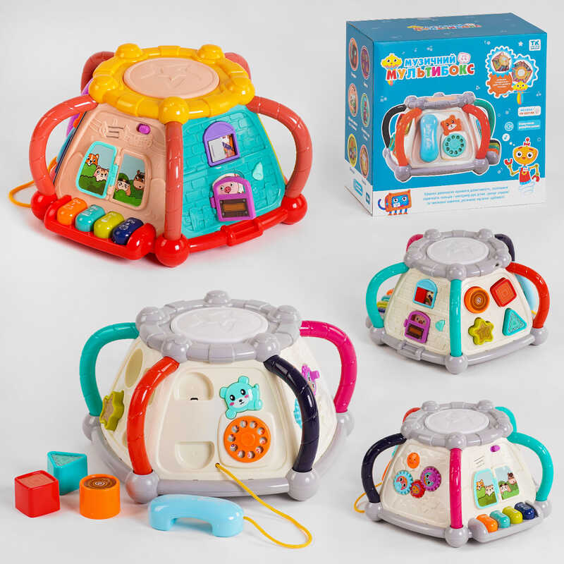 Музичний мультибокс 96338 (18) "TK Group", ОЗВУЧУВАННЯ УКРАЇНСЬКОЮ МОВОЮ, 2 кольори, 4 пісні, 4 казки, мелодії, сортер, музичний барабан, в коробці