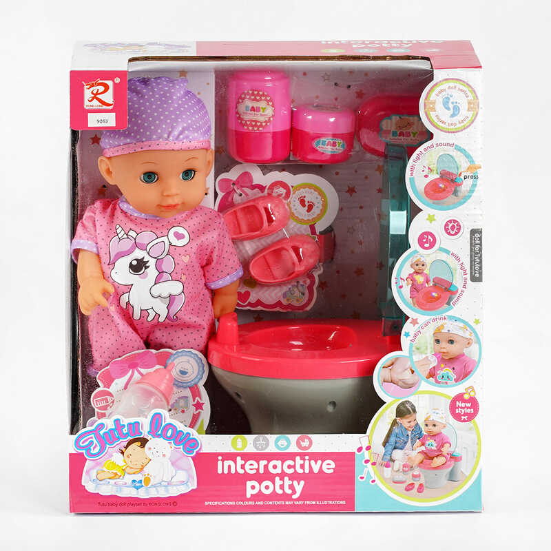 Пупс 9263 (12) "Tutu love", функціональний горщик, звук, світло, музичний чіп, заплющує очі, п'є, ходить на горшик, аксесуари, у коробці