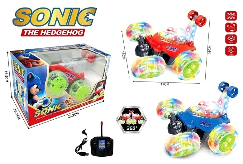 Машина на радіокеруванні 9802 M-SO , 2 кольори, перевертиш, мелодія, підсвічування, вбудований акумулятор, в коробці