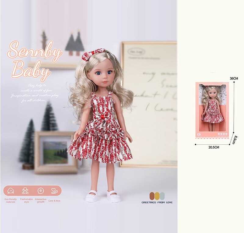 Лялька MN 336 (48) висота: 34 см, імітація скляних очей, взуття, в коробці