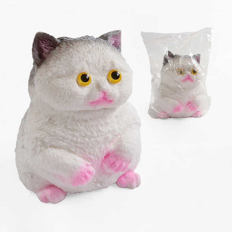 Гра антистрес C 72357 (30) ЦІНА ЗА 1 ШТУКУ, “Котик”, силікон, волохатий, пластикові очі, розмір 12х10х14, в пакеті
