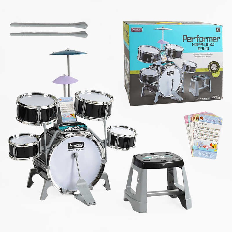 Барабанна установка M 33 A (6) палички, стільчик, в коробці