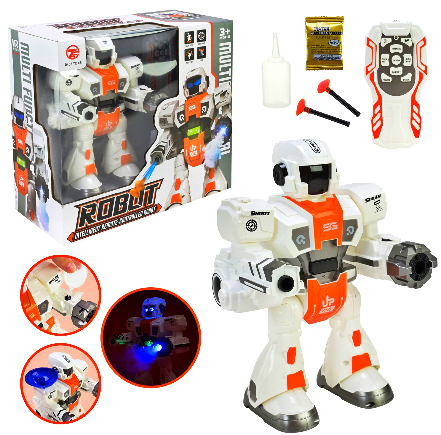 Робот на радіокеруванні 606-38, ходить , танцює, випускає дим , пісні, стріляє гелевими кулями , історії, в коробці