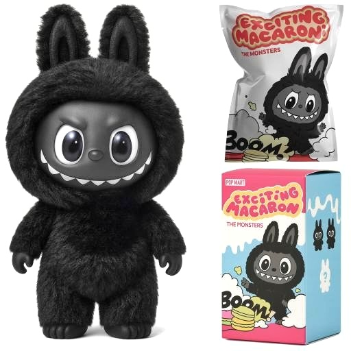 Лялька м'яка «Лабубу» чорний , брелок ,  Labubu , коробка