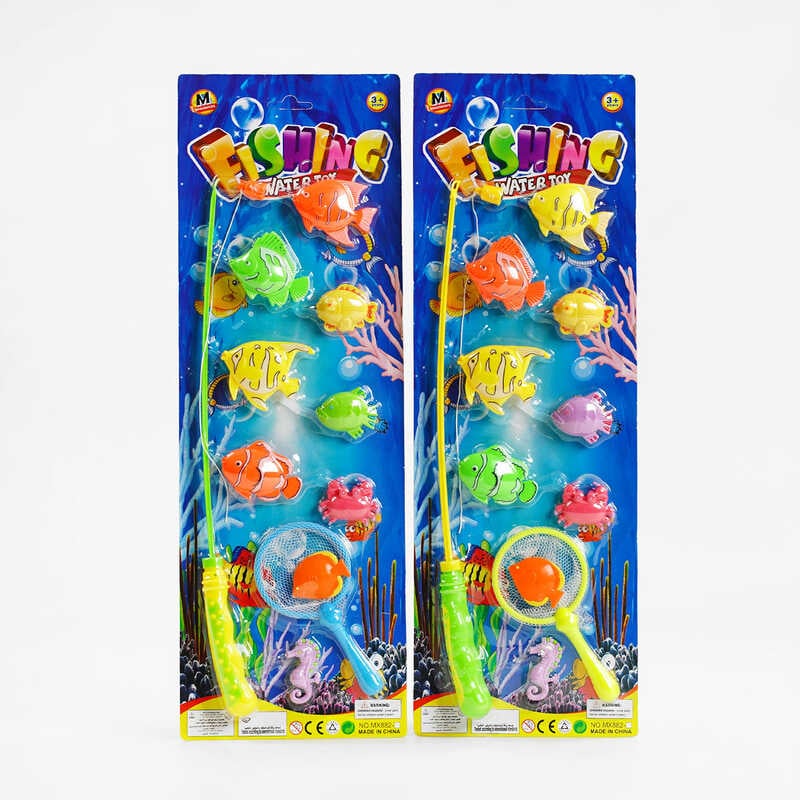 Риболовля 882-7 (144) 9 рибок, вудка, сачок, на листі