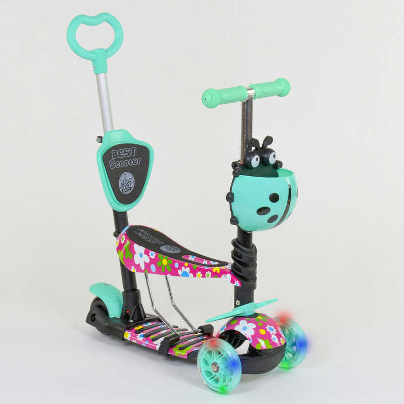 Самокат 5в1 43702 (1) Best Scooter, АБСТРАКЦІЯ, PU колеса, ПІДСВІТКА КОЛІС, в коробці