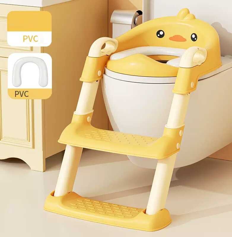 гр Cидіння для унітазу дитяче ВМ-36309 Bimbo (1) колір ЖОВТИЙ, зі сходами та ручками, в коробці