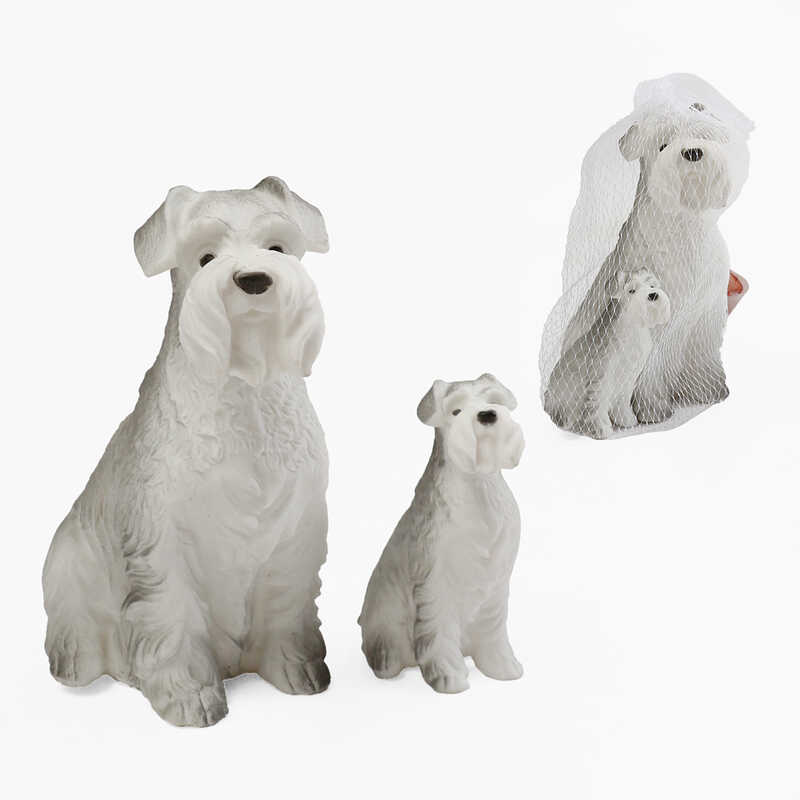 Песики 907-6 (288/2) гумові, висота 17.5см та 10см, пискавки, сидяче положення, у сітці