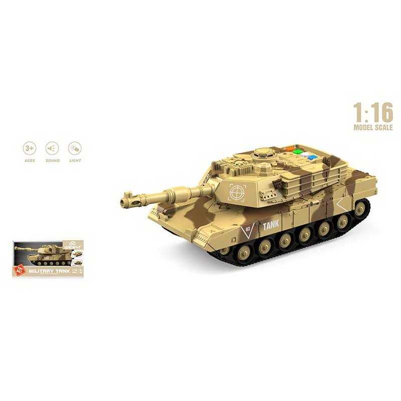 Танк WY 410 B (24) інерція, рухома башта з тріскачкою, масштаб - 1:16, підсвічування, звукові ефекти, в коробці