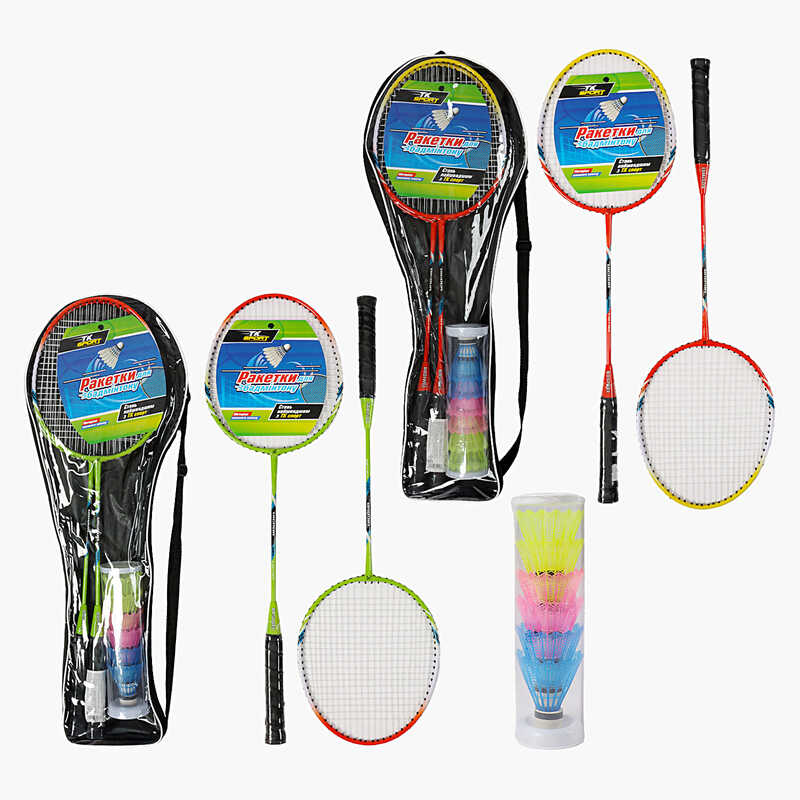 Бадмінтон C 70228 (40) "TK Sport", 2 кольори, 2 ракетки, 6 воланчиків, металевий каркас, в чохлі