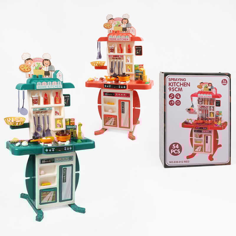 Кухня 839-012 (12) висота 95 см, 54 елементи, світло, звук, парогенератор, помпова подача води, посуд, продукти, прибори, в коробці