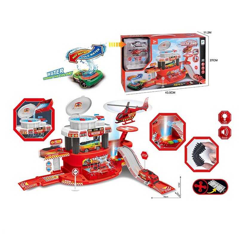 Автомийка 660 a-317 (18/2) звуки, підсвічування, металопластикова машинка, змінює колір від тепла, механічний підіймач, гелікоптер, наліпки, в коробці