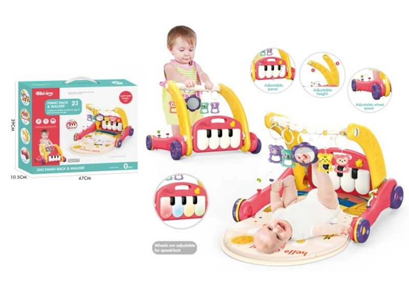 Ходунки 6014 (12)2в1, килимок, брязкальця-підвіски, піаніно, мелодії, пальчикові лабіринти, в коробці
