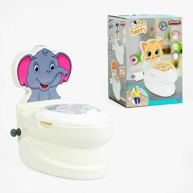 Горщик 07-566 Pilsan (4) "Слоненя", спинка, знімний горщик, тримач для паперу, звуки води, підсвічування кнопки, в коробці