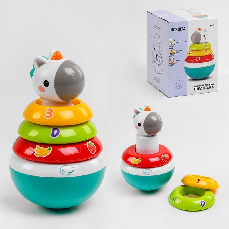 Нелягайко-пірамідка ТК 3136 (24) "TK Group","Єдиноріжка", кільця з гримлячими елементами, в коробці