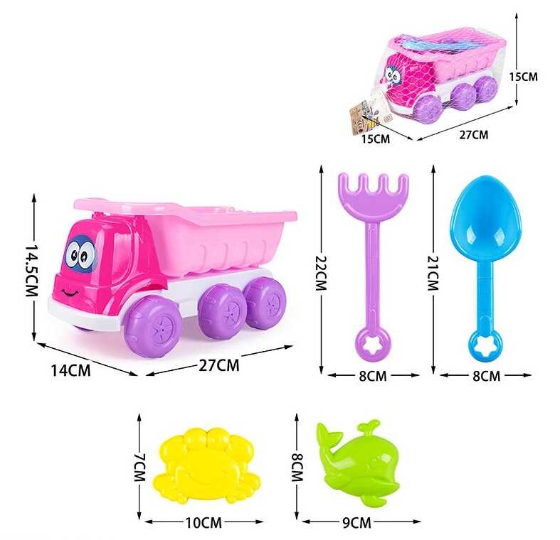 Пісочний набір 8295-35 A (60/2) машинка, 2 формочки, лопаточка, граблі, в сітці