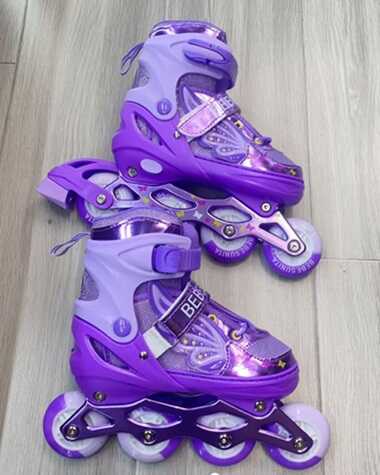 Ролики с захистом SC-26601 S розмір 31-34 (6) колір ФІОЛЕТОВИЙ, колеса PU, ПЕРЕДНЄ КОЛЕСО СВІТЛО, устілка 17-20 см, d коліс – 6 см, в сумці
