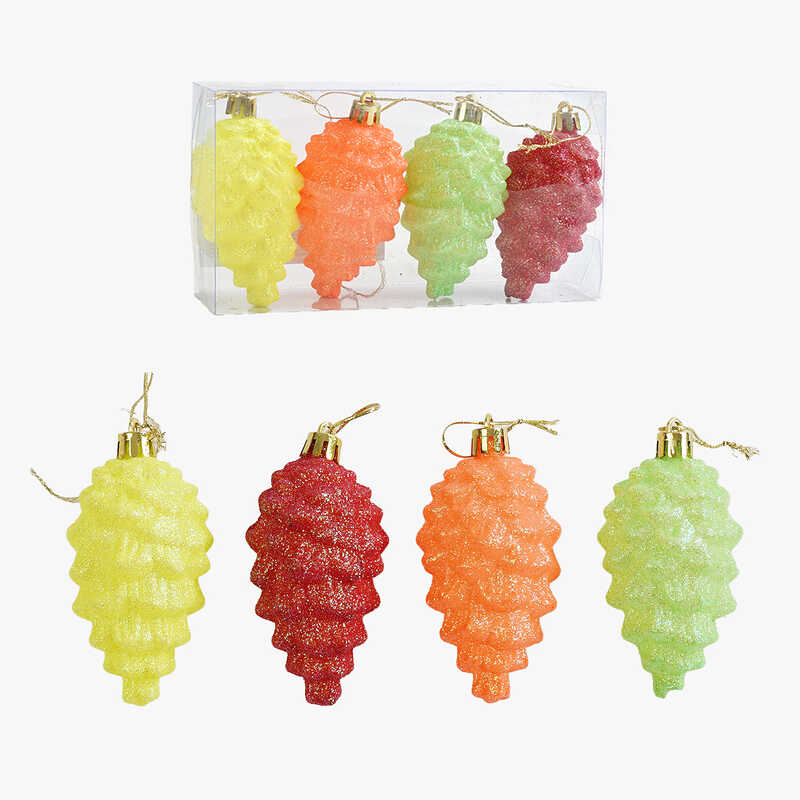 Новорічні прикраси C 67225 (180) 4 штуки, у слюді