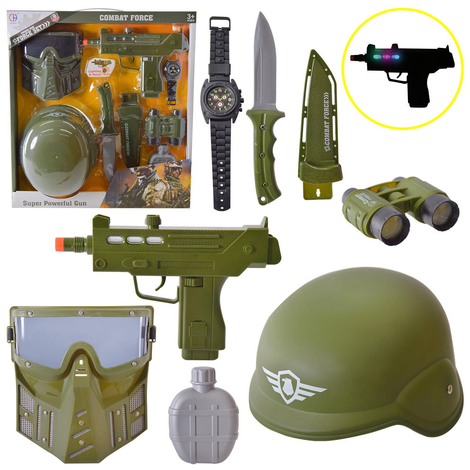 Набір військового CH850A-5 , коробка, ніж, каска, маска, пістолет (світло)