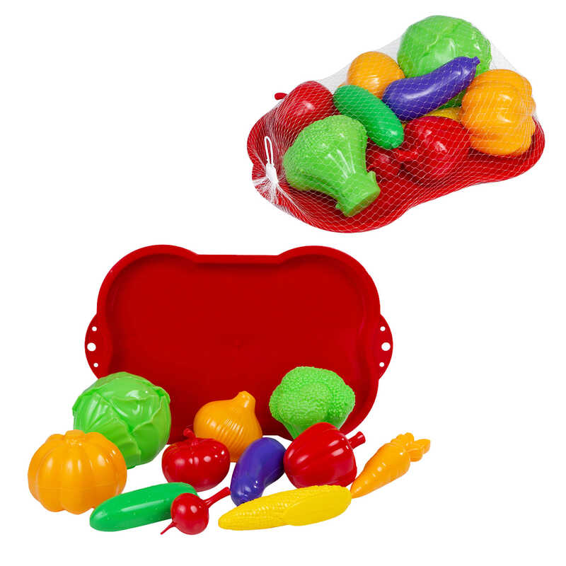 гр Набір дитячий "Піднос з овочами " 010/15 (10) "BAMSIC", розмір - 34х23х10 см, 11 овочів, в сітці