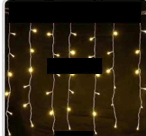 Гірлянда C 61480-35 Y (100) 4.2 метрів, шторка,  жовте світло, від батарейок, 2 режим, в коробці