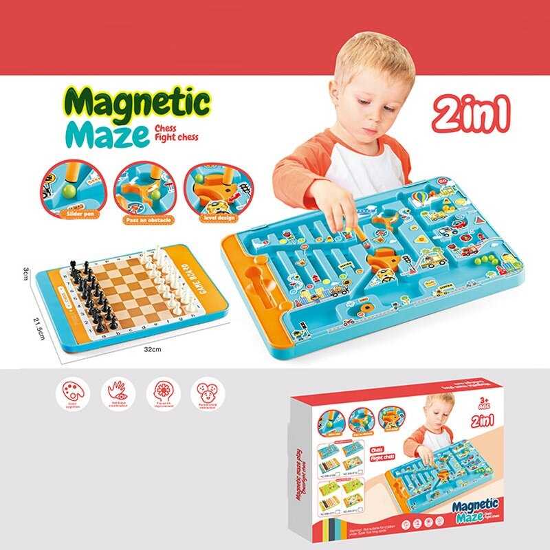 Магнітна гра 2в1 898-9109 (36) сортер, шахи, магнітний стилус, в коробці