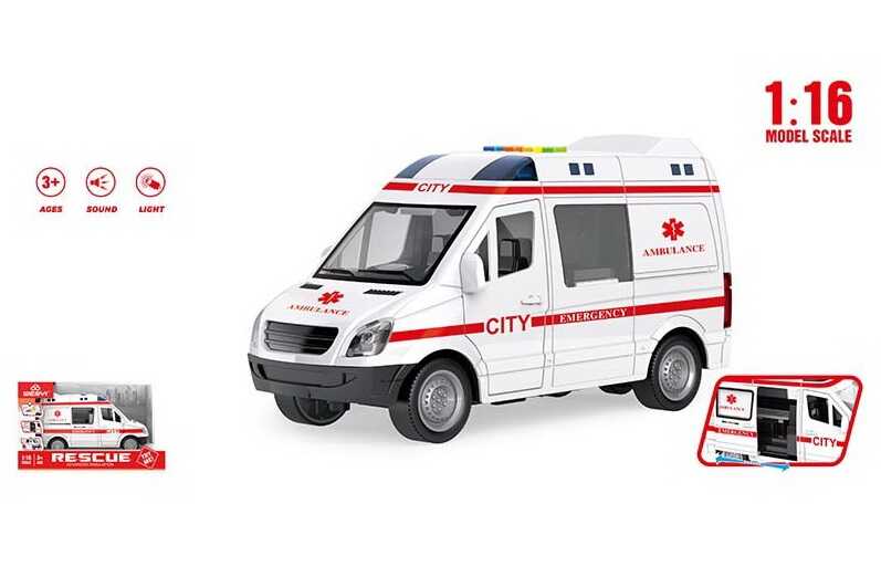 Машина WY 590 E (36) "Швидка допомога", підсвічування, звуки, інерція, в коробці