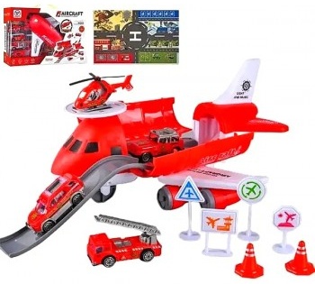 Літак-парковка 8825 A /2131 , ЧЕРВОНИЙ, музичний чіп, мелодії, наліпки, в коробці ,164770