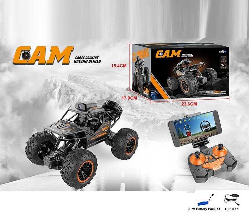 Джип на радіокеруванні LH-C 023 AS (24) Wi-Fi камера, додаток, розмір - 20х14х13 см, акум. 3.7V, пульт, USB-кабель, викрутка, амортизація, металопластиковий корпус, гумові шини, тримач для телефону,в коробці