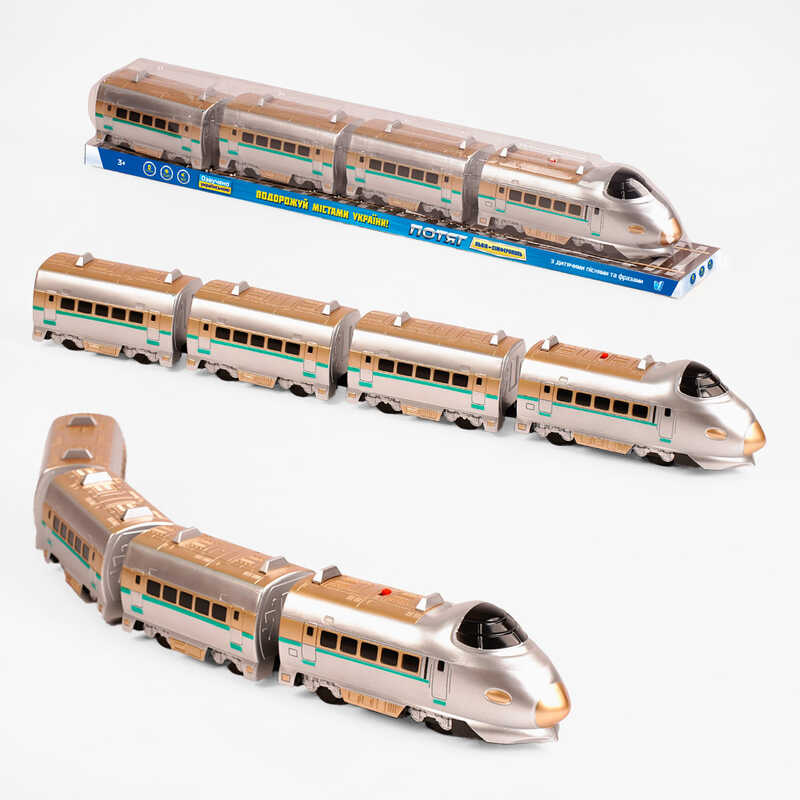 Потяг 50402 (24) "WToys", ОЗВУЧУВАННЯ УКРАЇНСЬКОЮ МОВОЮ, пісня, фрази, звуки, довжина 70 см, колесо вільного ходу, в коробці