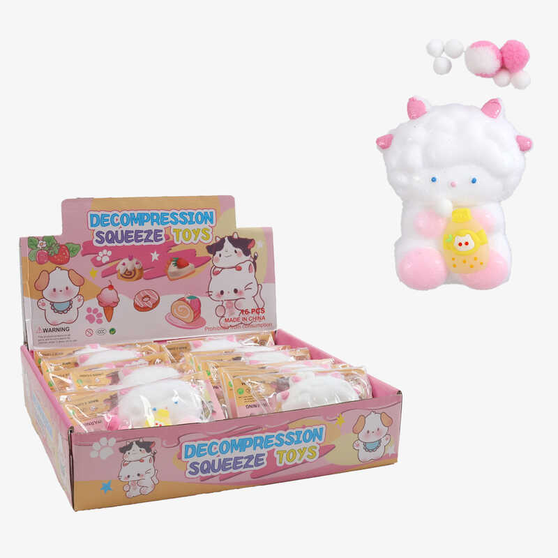 Гра антистрес C 72597 (24) ЦІНА ЗА 16 ШТУК В БЛОЦІ, “Овечка”, розмір - 8х9 см, текстильні кульки, пляшечка, в коробці