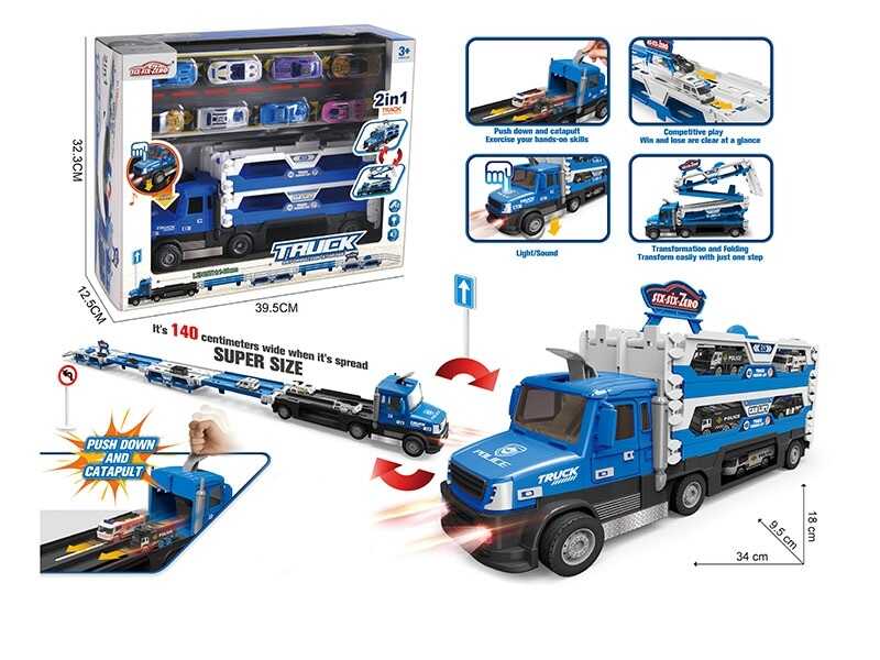 Трейлер 660 S-39 (18/2) звук, підсвічування, 8 металопластикових машин, довжина треку 127 см, в коробці